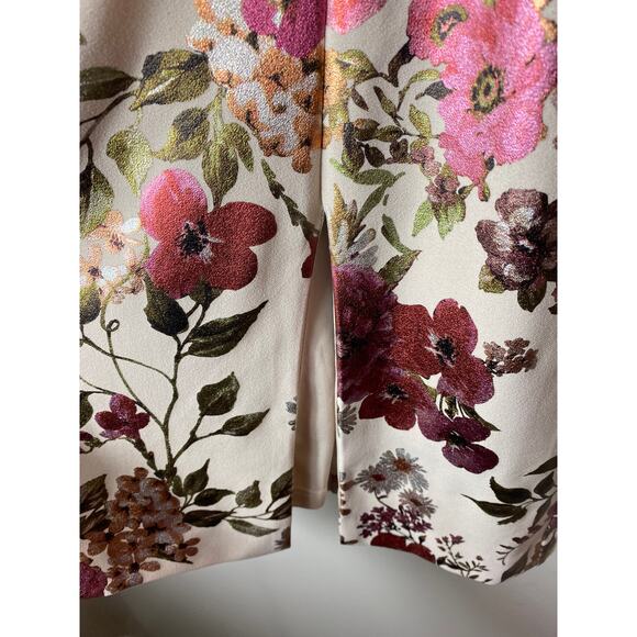 ADRIANNA PAPELL DRESS 14 ALABASTER FORMAL COCKTAIL FLORAL JACQUARD FOIL EVENING - Picture 13 of 16